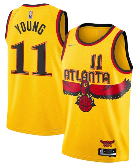 Men%27s Atlanta Hawks #11 Trae Young Yellow Stitched Game Jersey->nba shorts->NBA Jersey